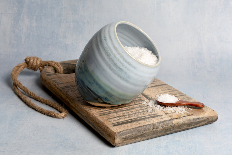 New | Large Handmade Salt Pig - Green and Blue