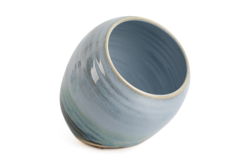 New | Large Handmade Salt Pig - Green and Blue