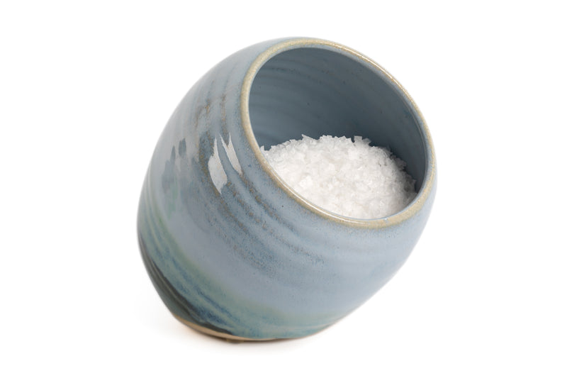 New | Large Handmade Salt Pig - Green and Blue