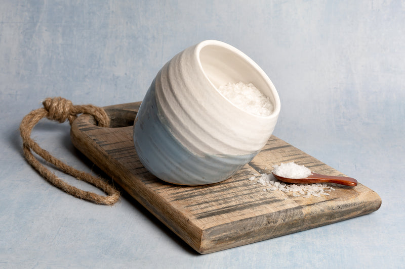 New  |  Large Handmade Salt Pig - White and Blue