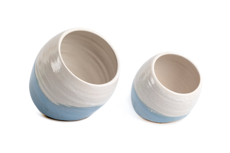 New  |  Large Handmade Salt Pig - White and Blue